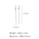 925 Silver Geometric Cube Column Earring Women Girl