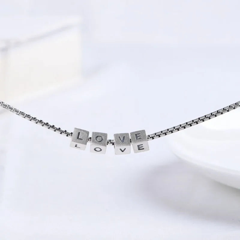 925 Silver LOVE Bracelet Vintage Temperament Jewelry Gift