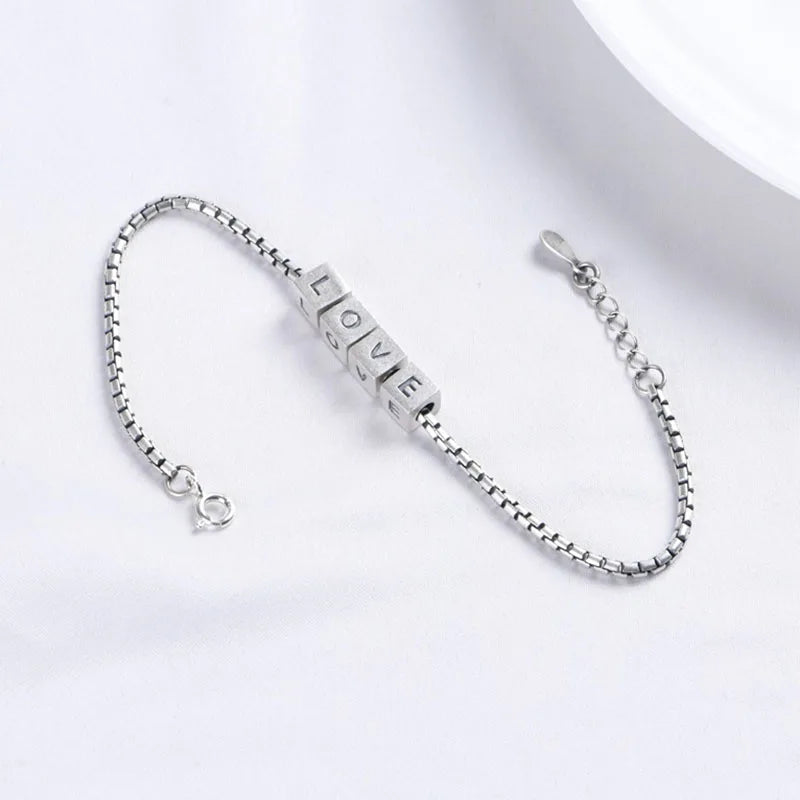 925 Silver LOVE Bracelet Vintage Temperament Jewelry Gift