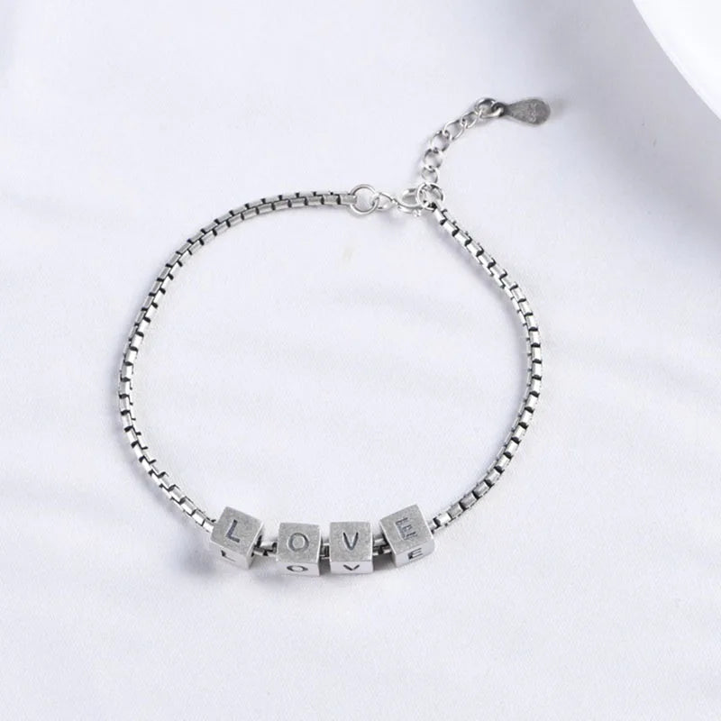925 Silver LOVE Bracelet Vintage Temperament Jewelry Gift