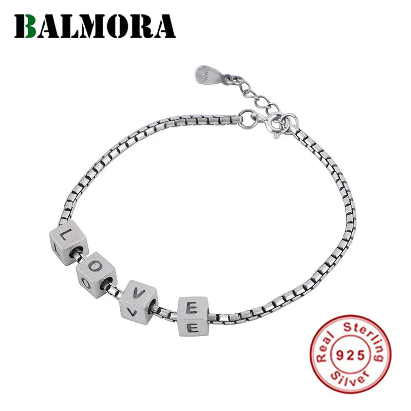 925 Silver LOVE Bracelet Vintage Temperament Jewelry Gift