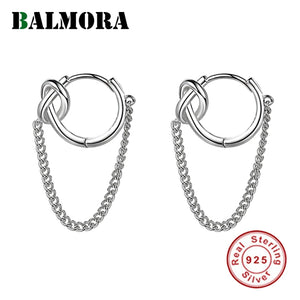 925 Silver Knot Chain Tassel Earring Retro Dangler Daily Jewelry Gift