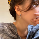 925 Silver Knot Chain Tassel Earring Retro Dangler Daily Jewelry Gift