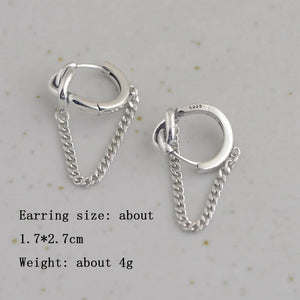 925 Silver Knot Chain Tassel Earring Retro Dangler Daily Jewelry Gift