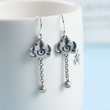 925 Silver Koi Earring Women Silver Beads Tassel Dangler