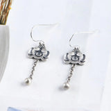925 Silver Koi Earring Women Silver Beads Tassel Dangler
