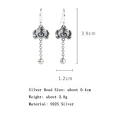 925 Silver Koi Earring Women Silver Beads Tassel Dangler