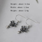 925 Silver Sunflower Tassels Earrings for Women