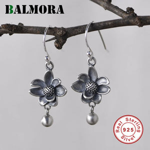 925 Silver Sunflower Tassels Earrings for Women