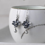 925 Silver Sunflower Tassels Earrings for Women