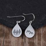 925 Silver Trees Mountain Peaks Earring Retro Dangler Jewelry
