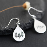 925 Silver Trees Mountain Peaks Earring Retro Dangler Jewelry