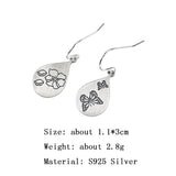 925 Silver Flowers Butterfly Earring Women Dangle Retro Jewelry Gift
