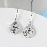 925 Silver Flowers Butterfly Earring Women Dangle Retro Jewelry Gift