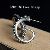 925 Sterling Silver Gothic Octopus Earring Retro Ear Loop Dangler