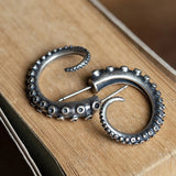925 Sterling Silver Gothic Octopus Earring Retro Ear Loop Dangler