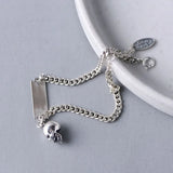 925 Silver Skull Letter Bracelet Vintage Punk Lace Jewelry Gift