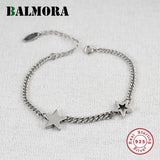 925 Sterling Silver Star Bracelet Vintage Punk Splicing Brace Lace Jewelry