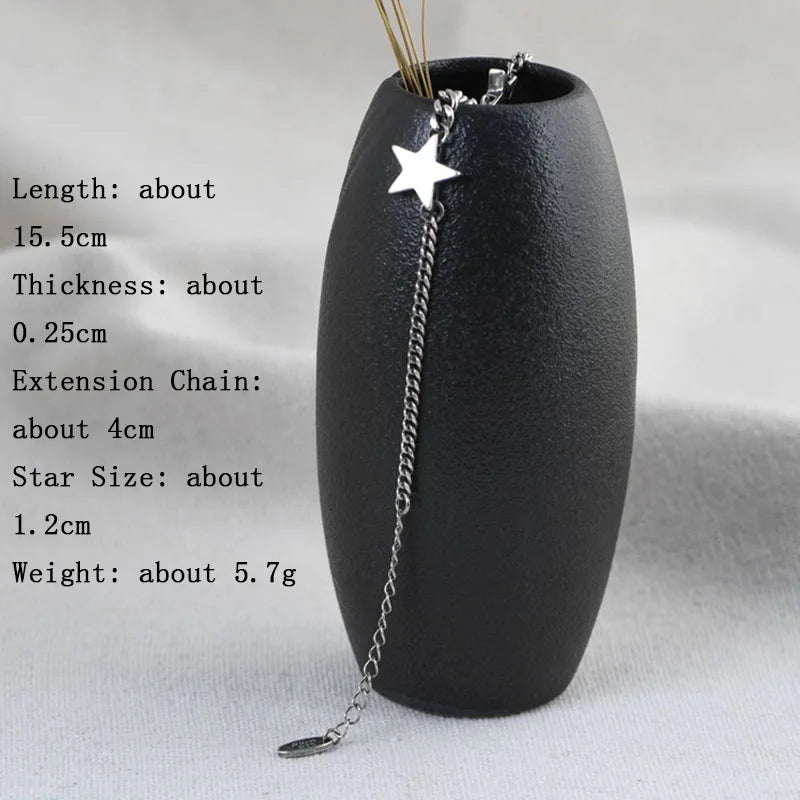 925 Sterling Silver Star Bracelet Vintage Punk Splicing Brace Lace Jewelry