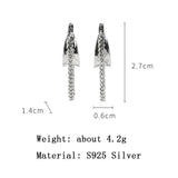 925 Silver Geometric Tassel Earrings Chain Round Dangler