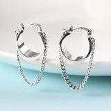 925 Silver Geometric Tassel Earrings Chain Round Dangler