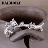 990 Pure Silver Cat Pendant Retro Animal Jewelry Gift