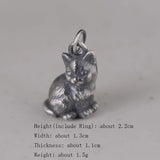990 Pure Silver Cat Pendant Retro Punk Animal Pendant Thai Silver Jewelry