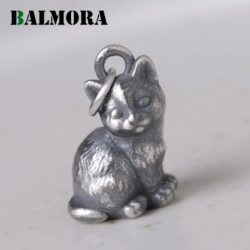 990 Pure Silver Cat Pendant Retro Punk Animal Pendant Thai Silver Jewelry