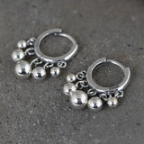 925 Sterling Silver Bead Earring Retro Tassel Ear Stud Jewelry
