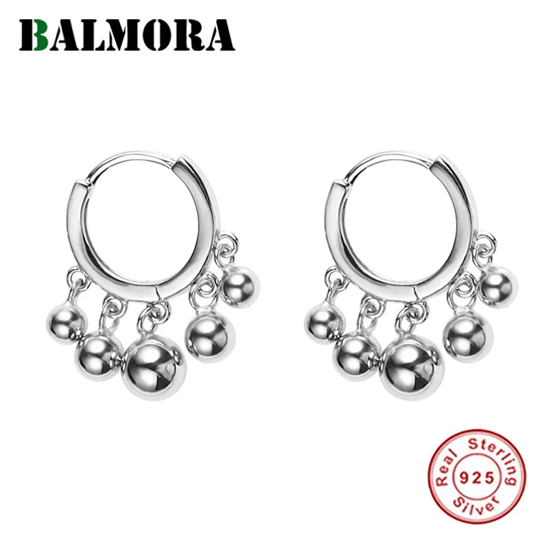 925 Sterling Silver Bead Earring Retro Tassel Ear Stud Jewelry
