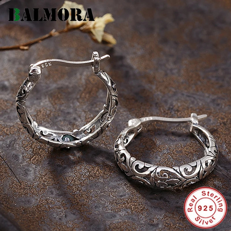925 Sterling Silver Openwork Pattern Clip Earrings Vintage Jewelry