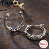 925 Sterling Silver Openwork Pattern Clip Earrings Vintage Jewelry