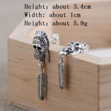 925 Sterling Silver Skull Earring Retro Tassel Ear Loop Dangler Stud Jewelry