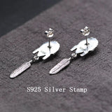 925 Sterling Silver Skull Earring Retro Tassel Ear Loop Dangler Stud Jewelry