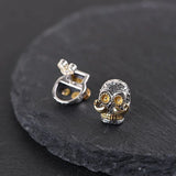 925 Sterling Silver Skull & Long Beard Stud Earrings for Men Gift