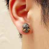 925 Sterling Silver Skull & Long Beard Stud Earrings for Men Gift