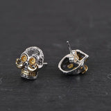 925 Sterling Silver Skull & Long Beard Stud Earrings for Men Gift