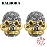 925 Sterling Silver Skull & Long Beard Stud Earrings for Men Gift