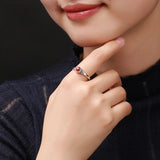 925 Sterling Silver Red Carnelian Resizable Ring Retro Jewelry