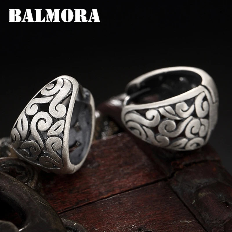 Vintage 990 Silver Cloud Hollow Clip Earrings Matte Jewelry