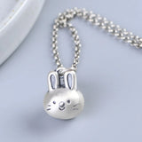 S990 Sterling Silver Rabbit Pendant for Women Girl Lovely Bunny Pendant Jewelry