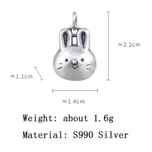 S990 Sterling Silver Rabbit Pendant for Women Girl Lovely Bunny Pendant Jewelry