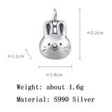 S990 Sterling Silver Rabbit Pendant for Women Girl Lovely Bunny Pendant Jewelry
