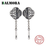 925 Silver Chinese Style Bamboo Earrings Tassel Ear Stud Jewelry