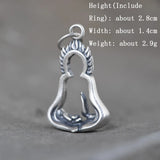 925 Silver Buddha Meditate Pendant Necklace Religious Buddhism Jewelry