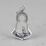 925 Silver Buddha Meditate Pendant Necklace Religious Buddhism Jewelry