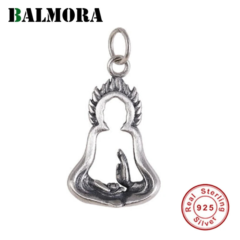 925 Silver Buddha Meditate Pendant Necklace Religious Buddhism Jewelry