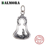 925 Silver Buddha Meditate Pendant Necklace Religious Buddhism Jewelry