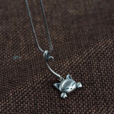 925 Silver Cat Tail Charm Pendant Women Girl Animal Pet Retro Jewelry