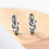 925 Sterling Silver Lucky Cat Earrings for Women Girl Retro Round Daily Jewelry